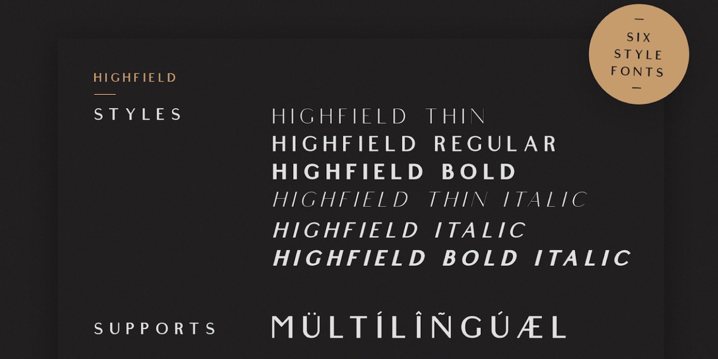 Ejemplo de fuente Highfield Italic